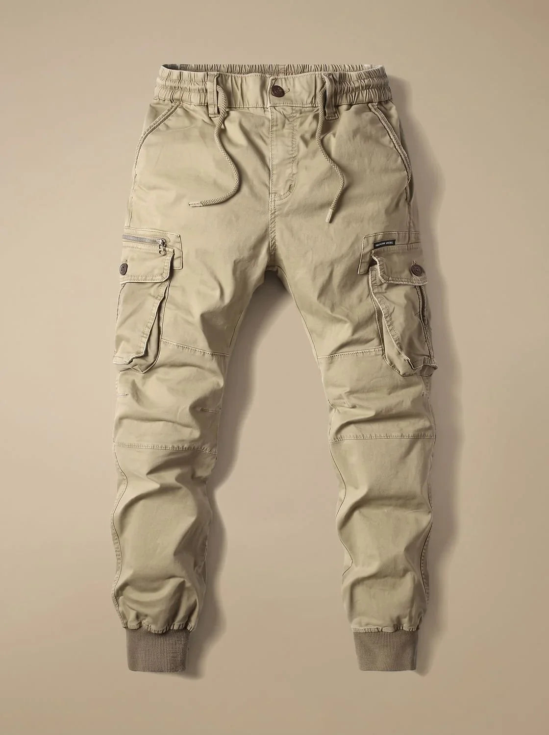 Pantalon Jogger Cargo Homme à Taille Élastique — Beige