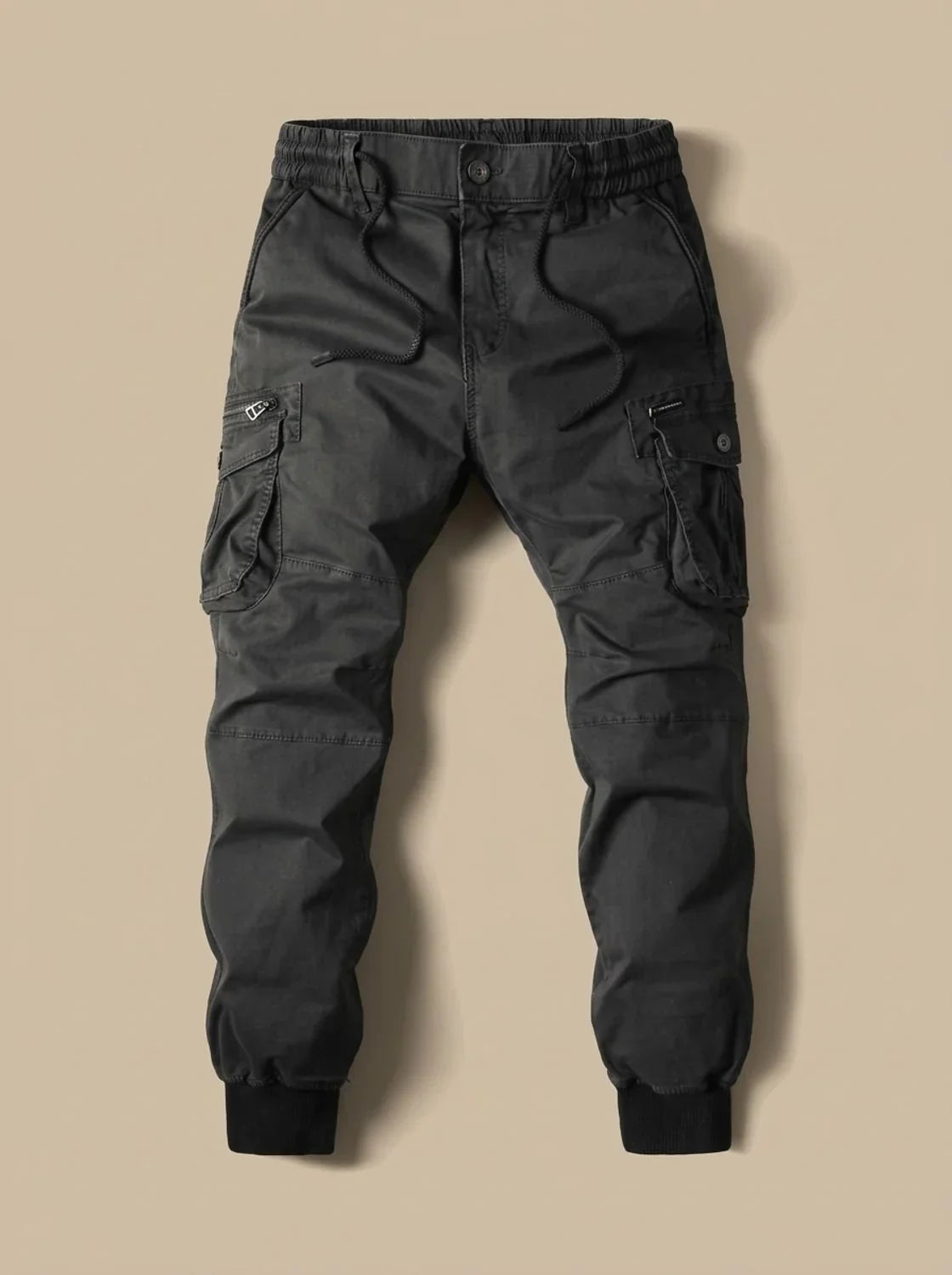 Pantalon Jogger Cargo Homme à Taille Élastique — Noir