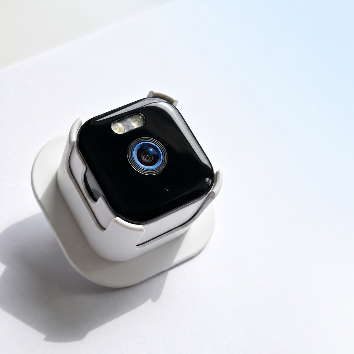 Caméra de surveillance : illustration de la référence après retrait des marquages étrangers.