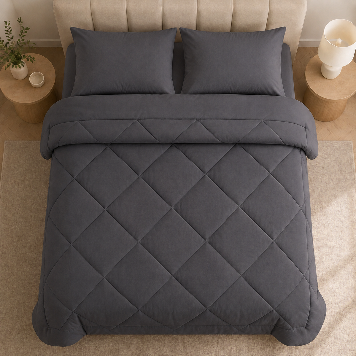 Couette et taies : Anthracite.