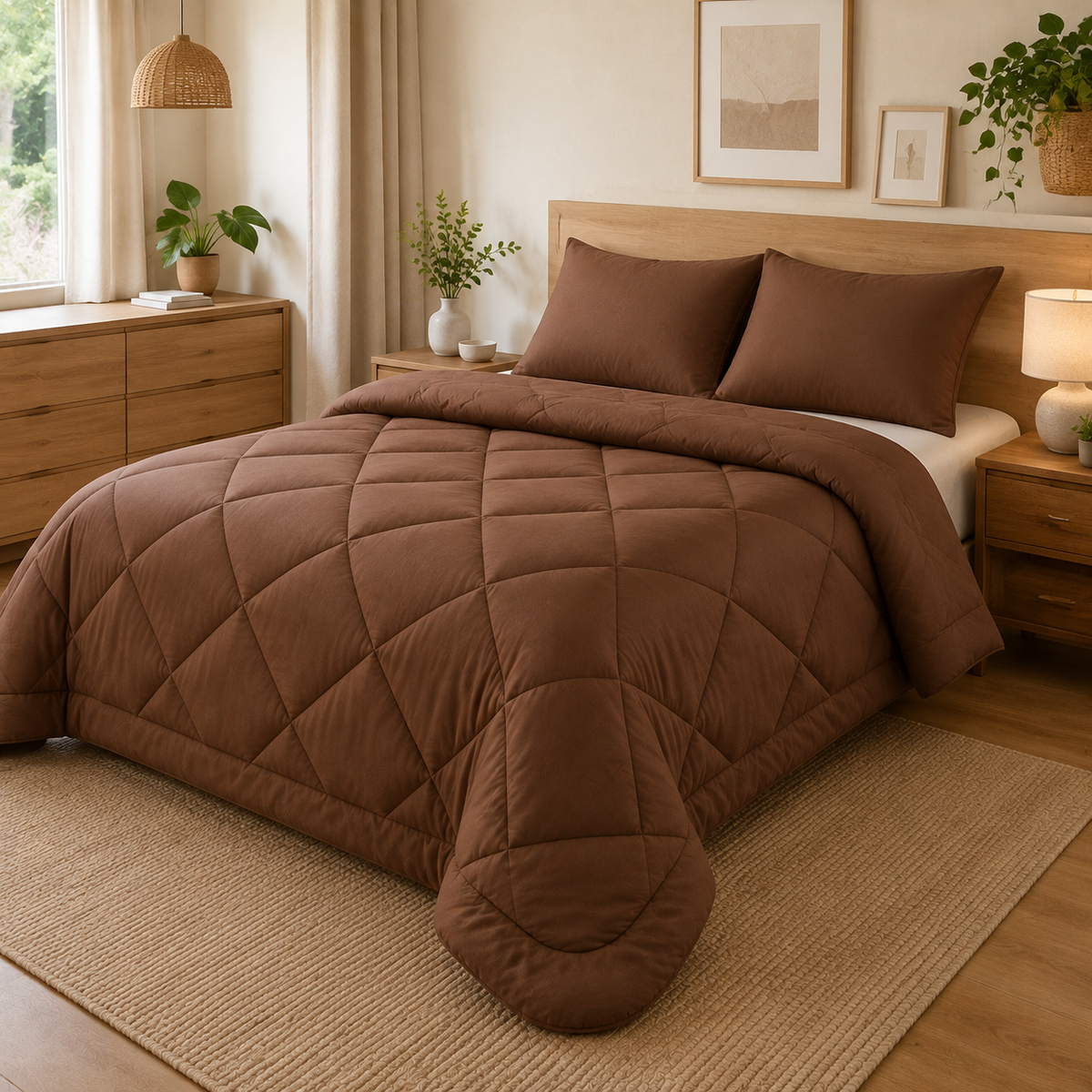 Couette et taies : détail et mise en situation.
