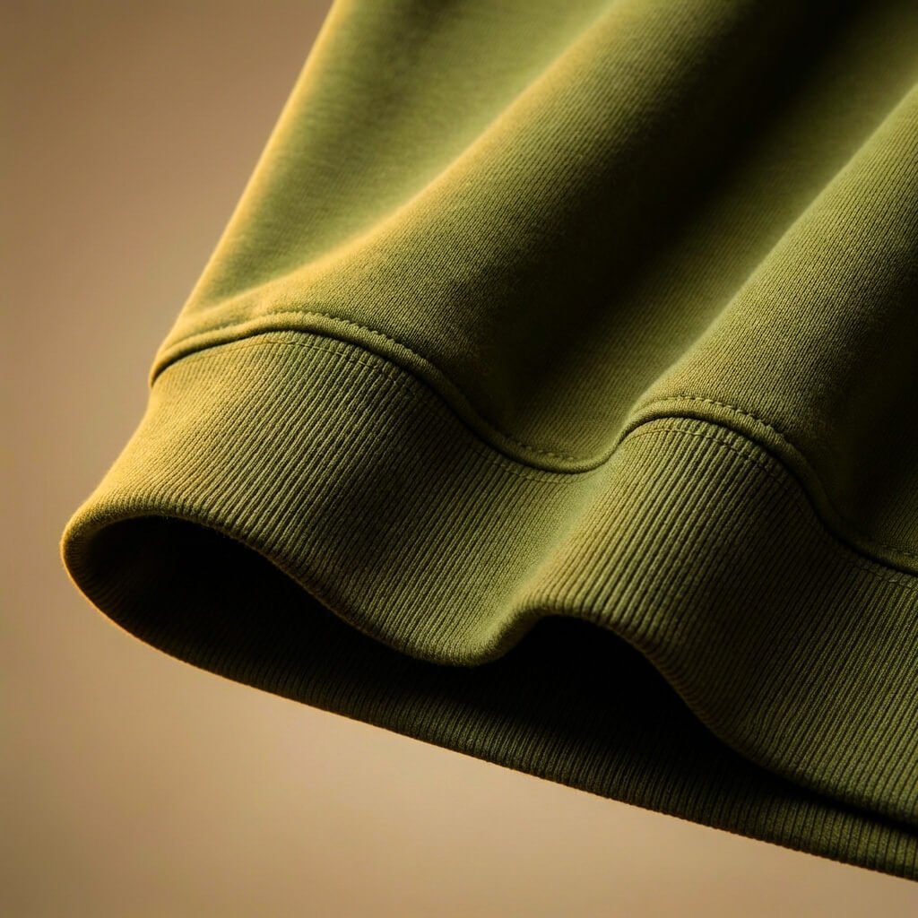 Sweat homme à capuche et col lacé – détail du poignet côtelé