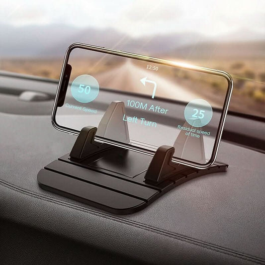 Téléphone en mode paysage sur le support dans une voiture ; téléphone non inclus.