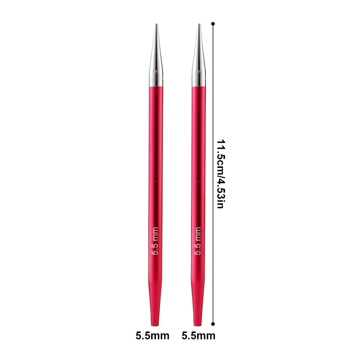 Aiguilles circulaires : Pointes 5,5 mm – paire. Cette version ne comprend pas le coffret complet.
