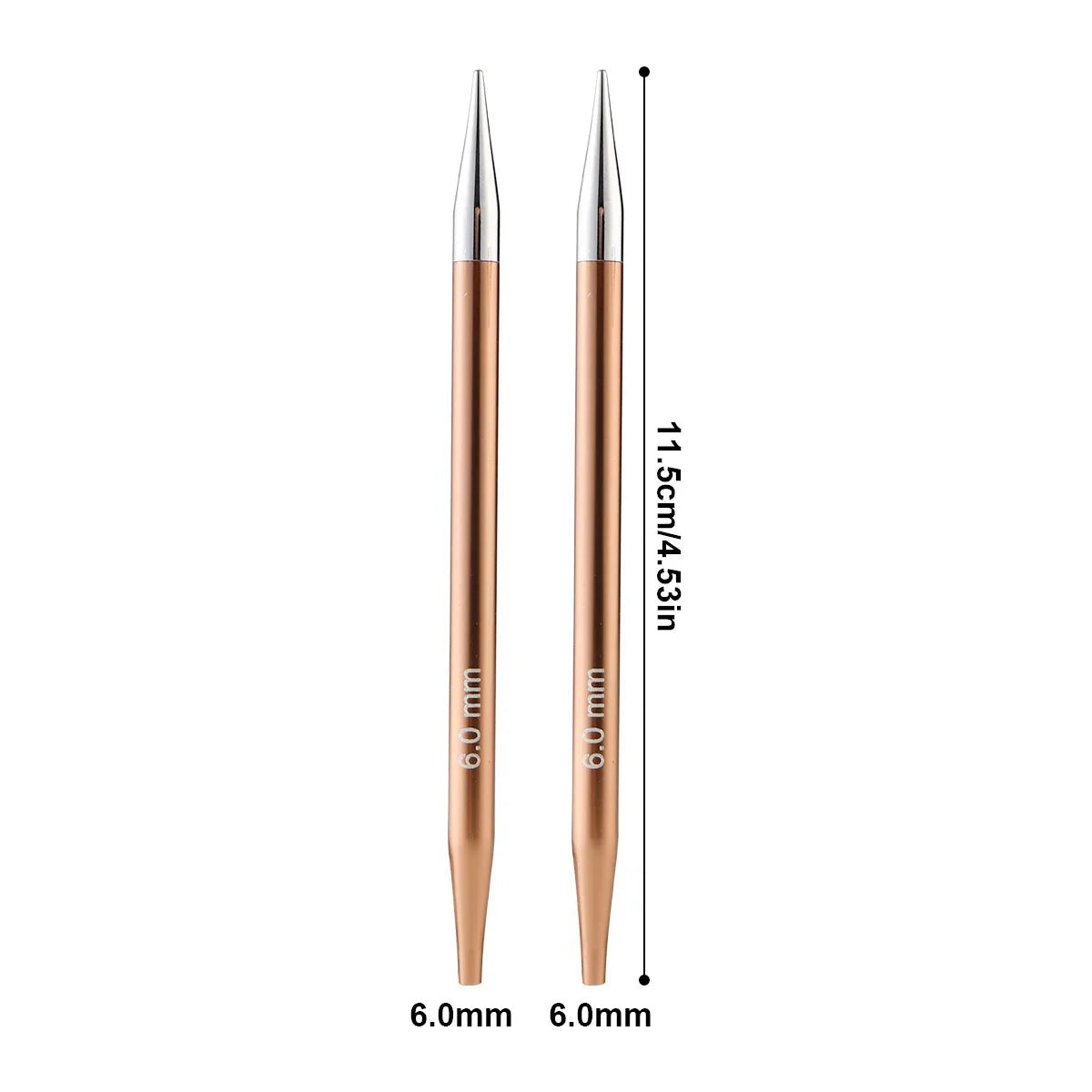 Aiguilles circulaires : Pointes 6 mm – paire. Cette version ne comprend pas le coffret complet.