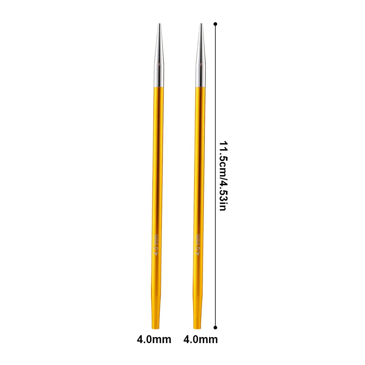 Aiguilles circulaires : Pointes 4 mm – paire. Cette version ne comprend pas le coffret complet.