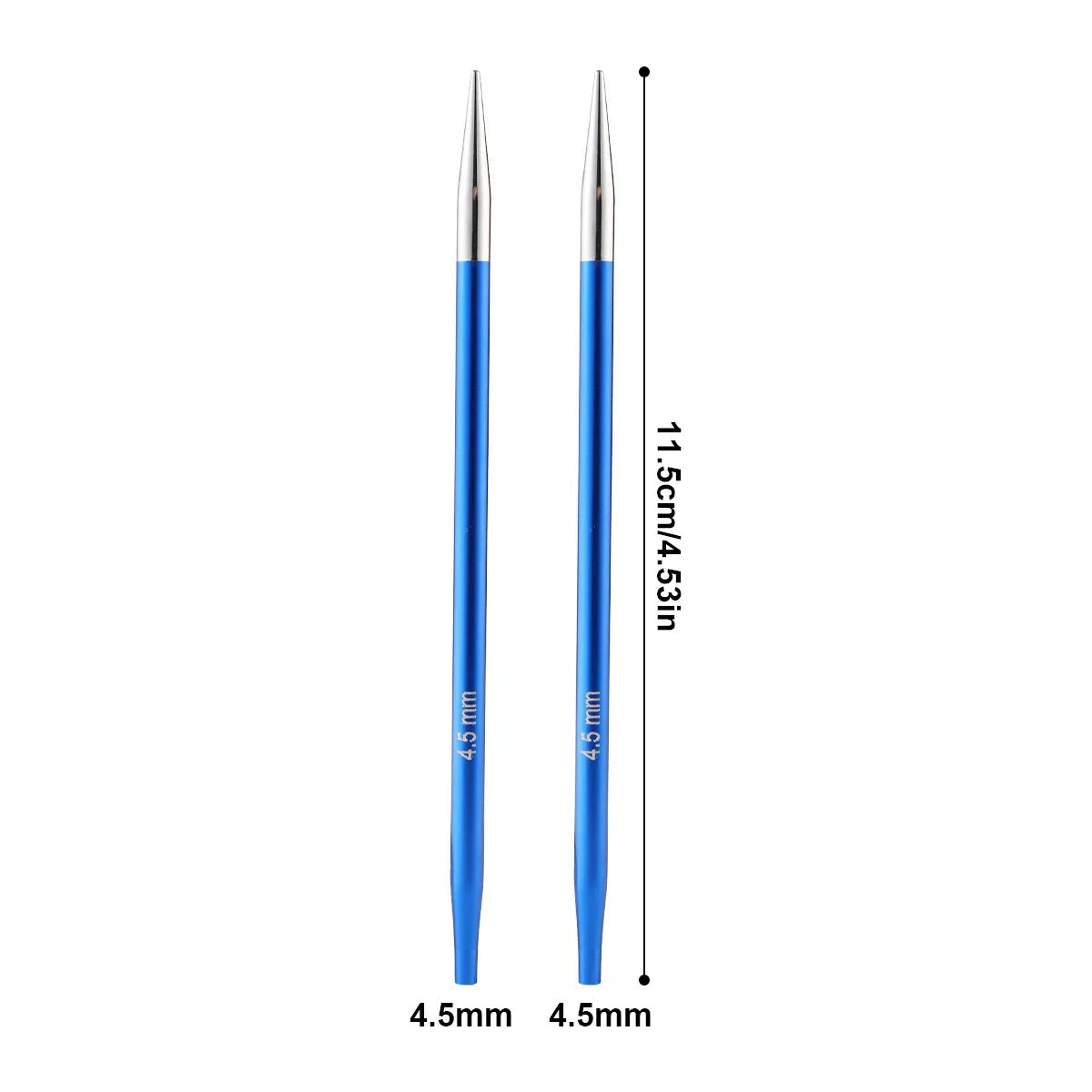Aiguilles circulaires : Pointes 4,5 mm – paire. Cette version ne comprend pas le coffret complet.