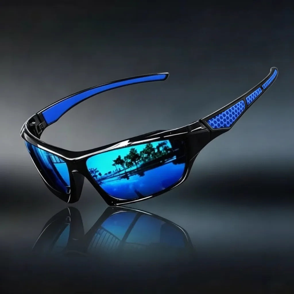 Lunettes de soleil : Bleu.