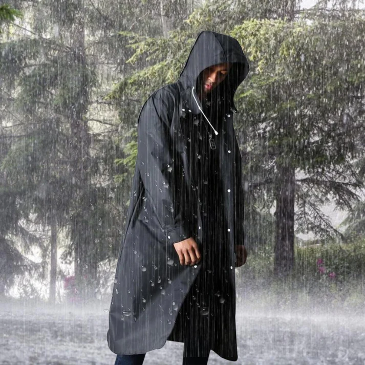 Manteau de Pluie Long Homme à Capuche – vue du produit 2