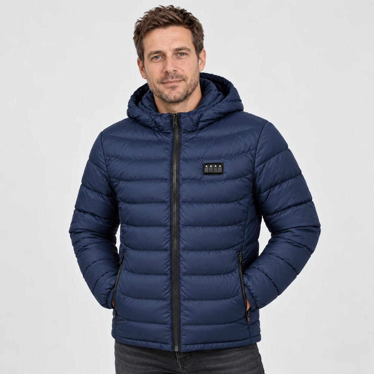 Veste Chauffante USB à Capuche Amovible – 9 ou 21 Zones – Bleu