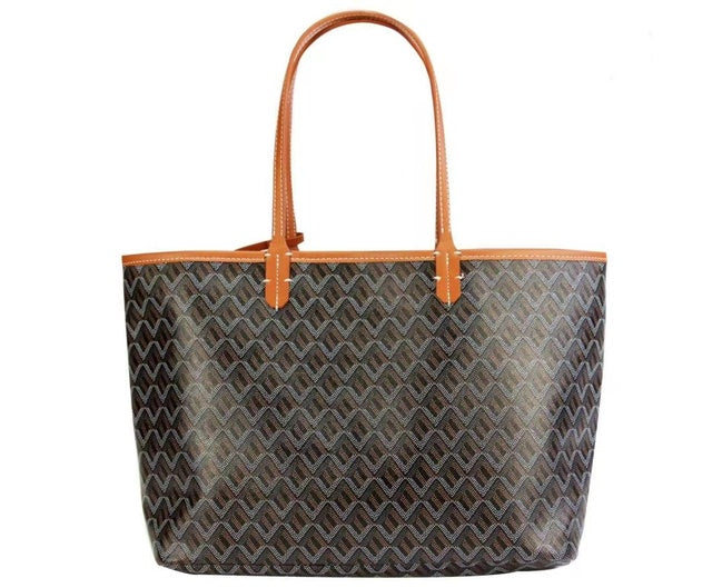 Grand Sac Cabas à Motif Géométrique et Anses Longues – Noir