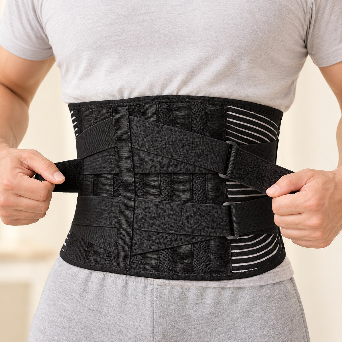 Ceinture de Maintien Lombaire Réglable : détail d’utilisation illustré.