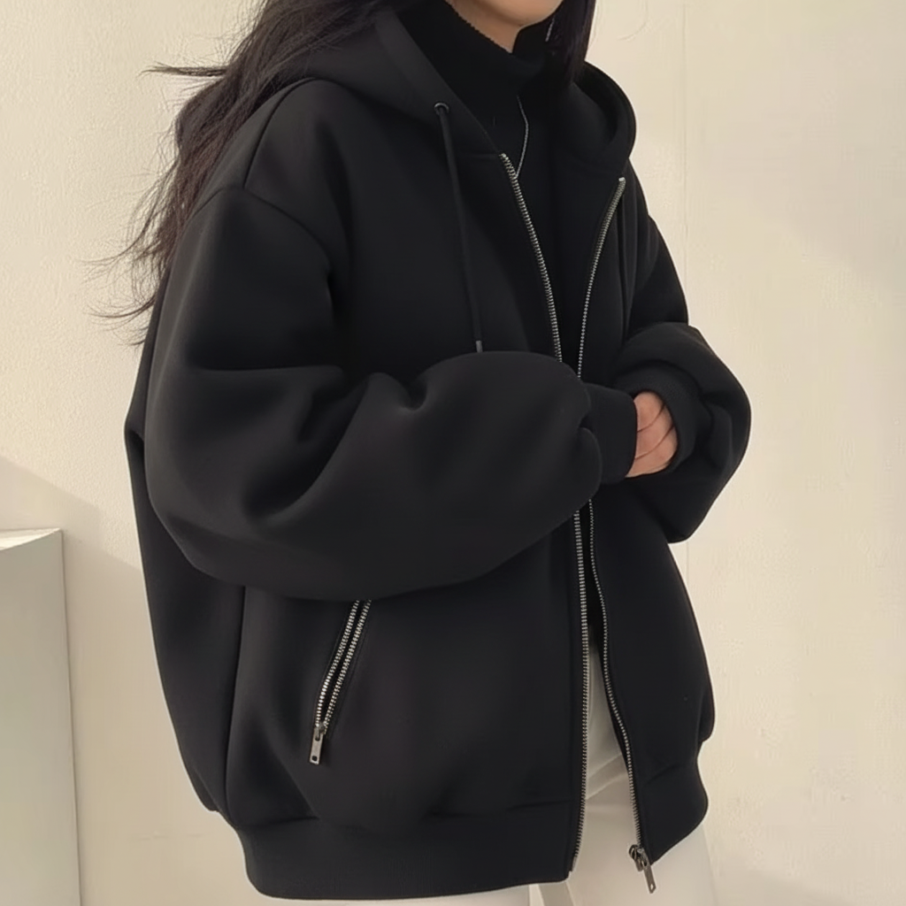 Veste femme : détail et mise en situation.